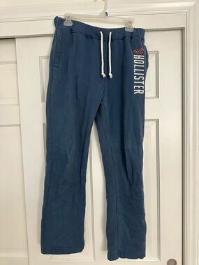 Hollister Deep Blue Fleece Lounge Joggers with White Drawcord